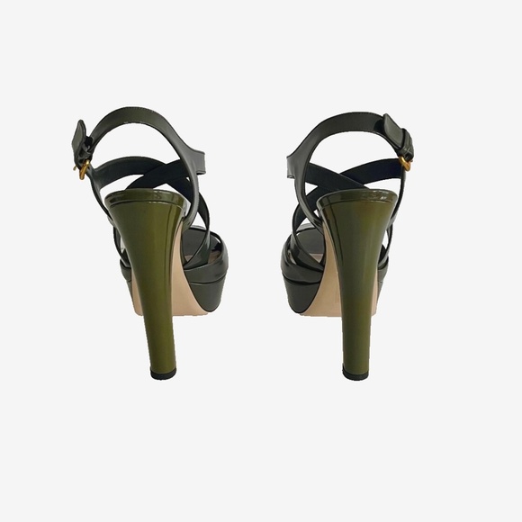 NIB AUTHENTIC MIU MIU  SLING BACK PLATFORM PATENT LEATHER PUMPS - Picture 3 of 6